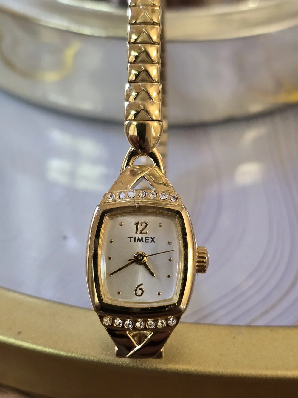 Timex Women's Gold-Tone Bracelet Watch - Elegant Crystal Accents